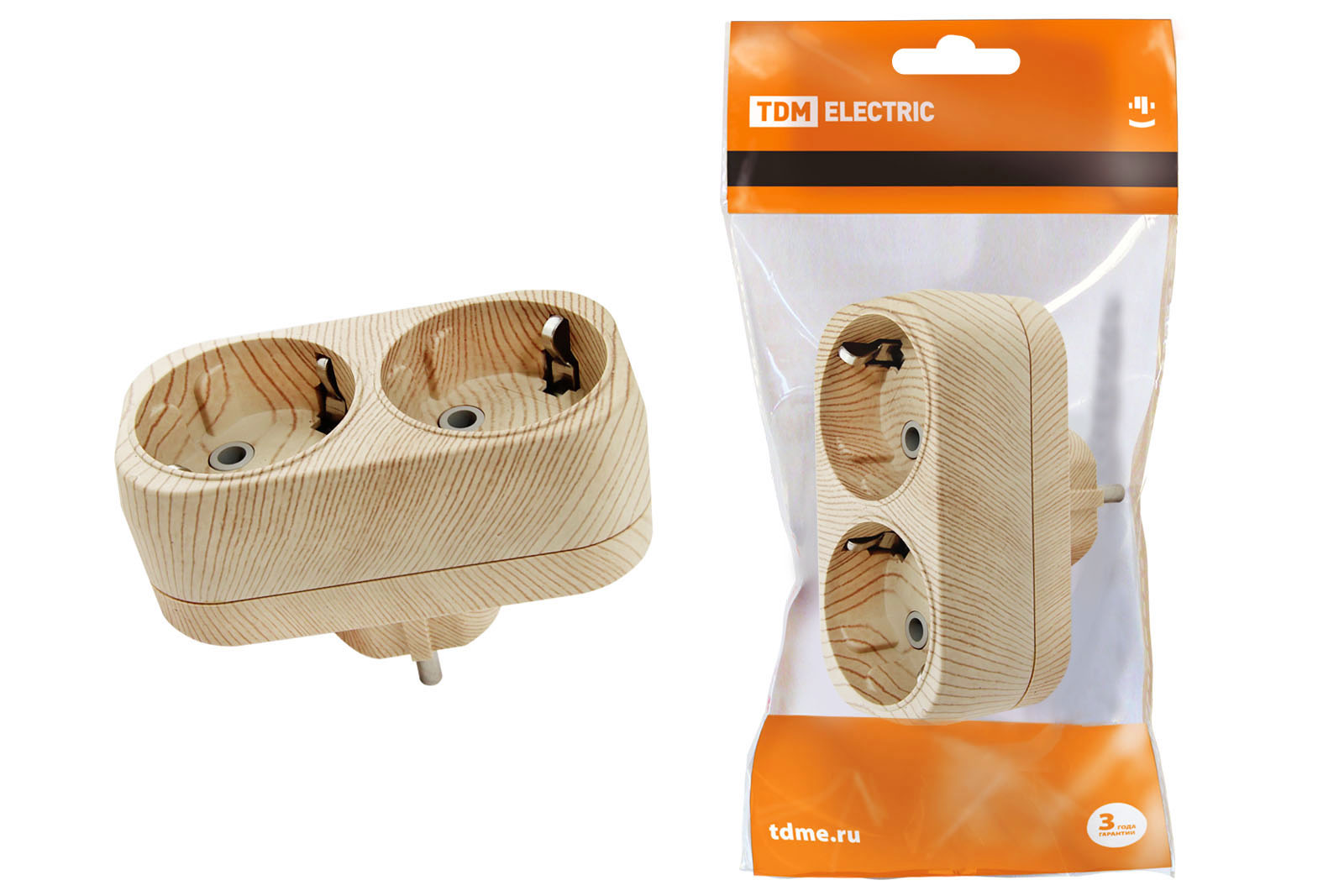 Блок на 2 гнезда 2П+З плоский 16А 250B Эко