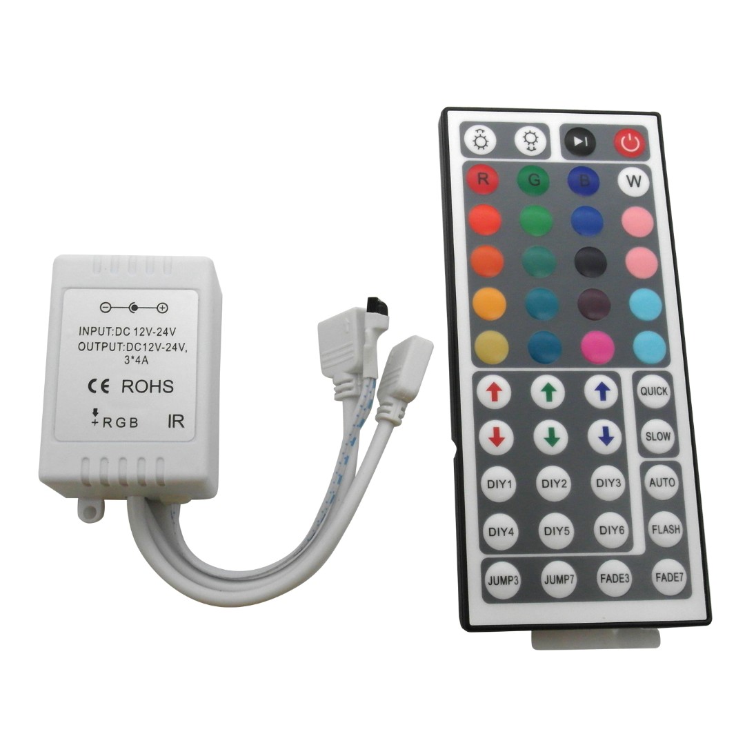 Контроллер 12V 144W 12A RGB с большим  ИК пультом Ecola
