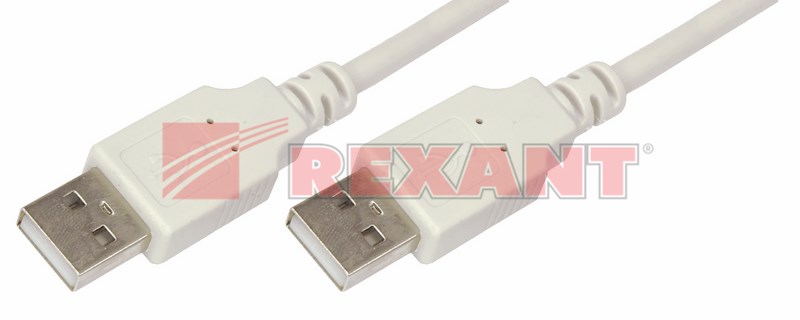 Кабель USB (шт. USB A - шт. USB A) 1.8 метра, серый REXANT