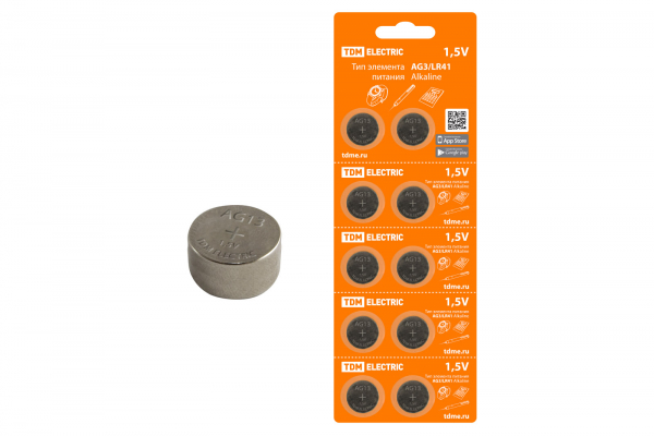 Элемент питания AG13/LR44 Alkaline 1,5V BP-10 TDM Элемент питания AG13/LR44 Alkaline 1,5V BP-10 TDM